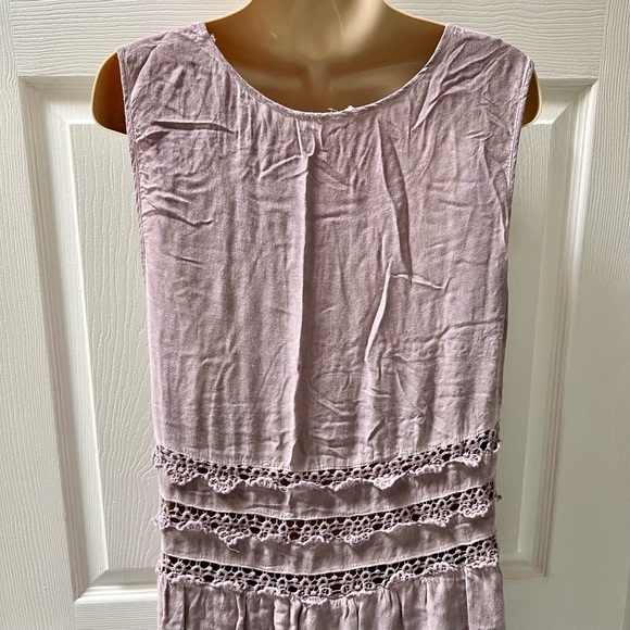 ENTRO Lavender Purple Crochet Ruffle Hem High-Low Dress, 100% Rayon, Summer, S - Picture 4 of 7